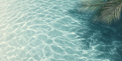 The Palm Fronds Casting Shadow Over Crystal Turquoise Water With Gentle Sunlit Ripples