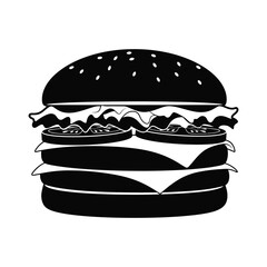 silhouette vector of a cheeseburger with layers