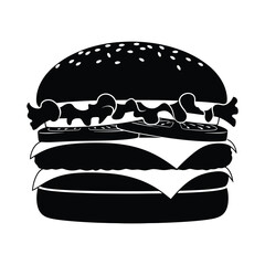 A clean silhouette vector of a cheeseburger