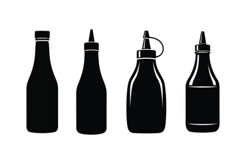 A clean silhouette vector of a  ketchup mustard bottle