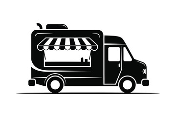 A minimal silhouette vector of a fast food truck van
