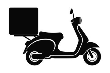 A simple silhouette vector of a delivery scooter
