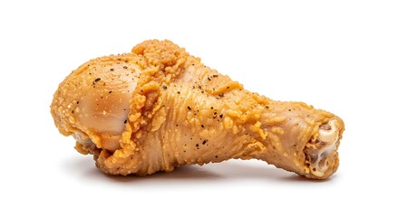 Crispy fried chicken drumstick isolated on white background