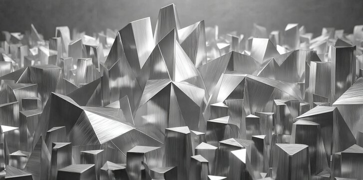 Abstract Geometric Shapes Black And White Cityscape - Powered by Adobe