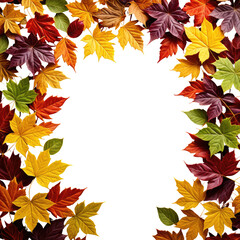 Obraz premium Colorful autumn leaves frame a dark void background