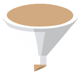 Abstract Funnel with Tan Fluid Content Data Filtering Tool Concept