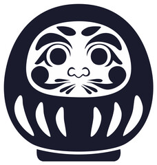 Japanese Daruma doll illustration stylized icon. Traditional talisman for luck and goal setting.