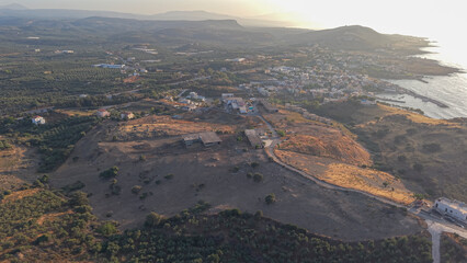 Crete North Region during summer with Olive trees during dry season