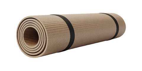 Yoga mat rolled up with natural texture, isolated