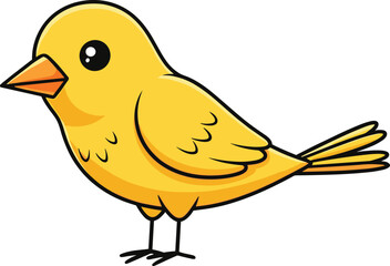 Cute yellow cartoon bird illustration, adorable small bird character, bright colorful animal artwork, children’s drawing, isolated vector design for print