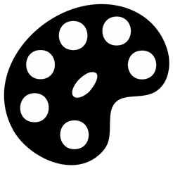 Fototapeta premium Artist paint palette icon with six circular color wells and one oval thumb hole