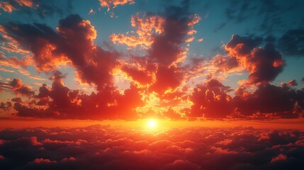 Dramatic sunset sky orange beautiful