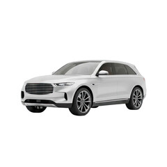 Fototapeta premium A White Luxury SUV parked on a Transparent Background showcasing its Sleek Design and Modern Features with Dramatic Lighting