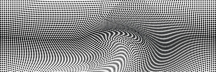 Wavy gradient halftone dots pattern texture background
