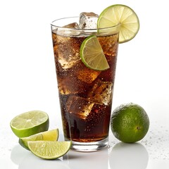 Cuba Libre Cocktail in Tall Glass with Cola and Lime
