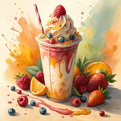 Creative Abstract Fruit Milkshake Bright Acrylic