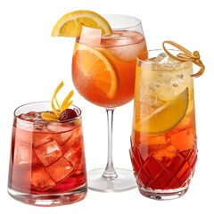 Pink Cocktail Drink Set in Martini Glass Isolated