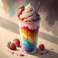 Realistic Mango Strawberry Milkshake Glossy