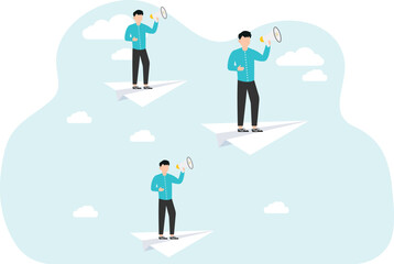 Fototapeta premium Vision. Businessman on a paper plane. symbol of leadership and ambition 