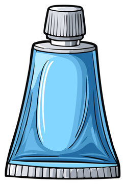 Simple cartoon vector illustration of a blue toothpaste tube for oral hygiene and dental care