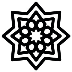 Elegant eight-pointed star with intricate black and white Islamic geometric pattern design