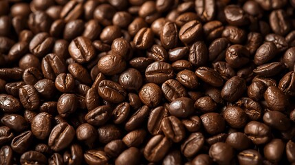 Obraz premium Coffee beans , Tight close-up of roasted coffee beans