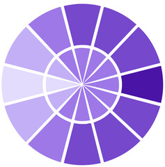 Abstract color wheel design in varying shades of purple and white lines
