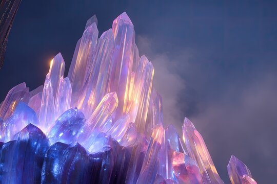 Glowing Crystal Mountain Structure