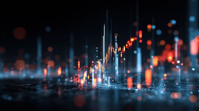 Dynamic Data Visualization: A mesmerizing display of digital data streams, with vibrant lights and lines converging in a futuristic representation of information. 