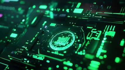 Digital information processing with glowing circuit board - Powered by Adobe