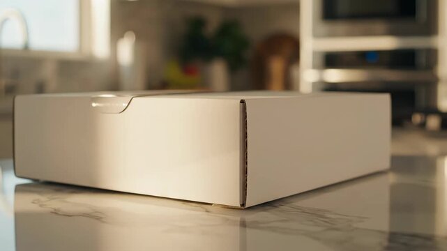 White Box Mockup on Marble Countertop, Packaging Template