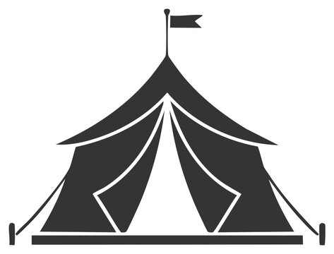 Big top circus tent icon with flag, entertainment theme vector illustration, vector drawing