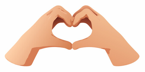 Obraz premium Two hands forming a heart shape with a white background