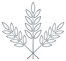 Naklejka premium Illustration of Three Wheat Stalks with Outline Detail, Grain Plants, Harvest and Agriculture Icon, Food Design