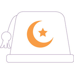 Purple Night Cap With Orange Crescent Moon and Star Symbol Ramadan Eid Islamic Holiday Sleep Accessory