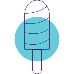 Purple Outline Popsicle Icon On Teal Circle Transparent Background Simple Minimalist Summer Treat