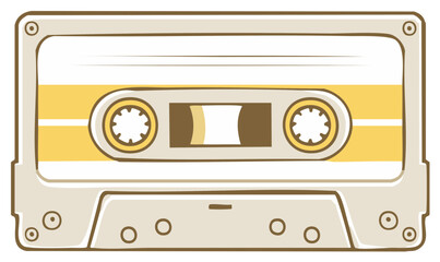 Retro Cassette Tape Illustration - Audio Music Culture, Vintage Collection, 80s Nostalgia