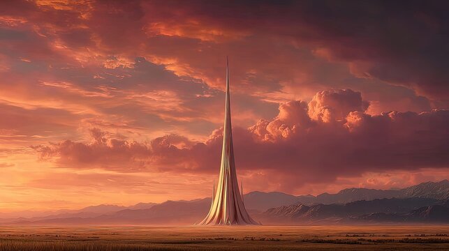 Tall Tower Sunset Desert Landscape