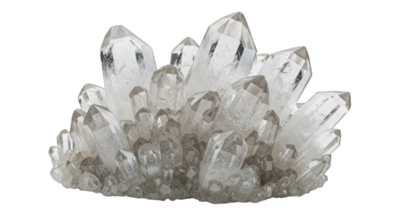 Cluster of Clear Quartz Crystals with Green Inclusions.