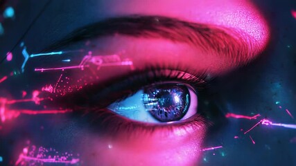Human eye reflecting digital data and technology vision - Powered by Adobe