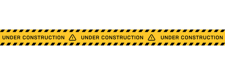 Under Construction Warning Tape Banner  Website Design Element