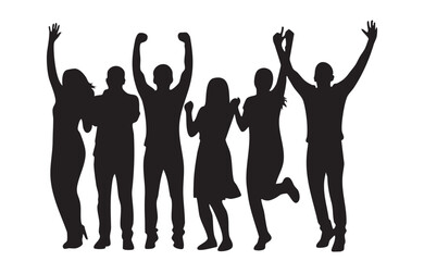 Happy New Year Party Silhouette Vector Illustration