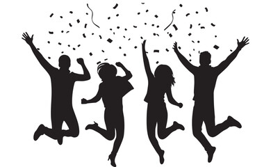 Happy New Year Party Silhouette Vector Illustration