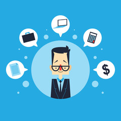 Modern businessman and business icons collection