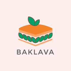 Baklava Dessert Illustration  Flat Design Food Concept