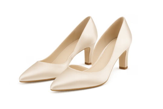 Cream satin bridal high heels wedding shoes