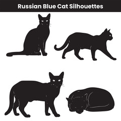 Russian Blue Cat Silhouettes