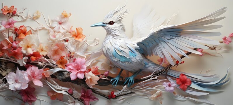 A white phoenix , a small creature made of glass that is sitting in the palm of your hand,generative AI