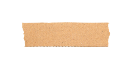 Torn kraft paper strip isolated on white background, rough textured brown cardboard piece for crafts, collage, scrapbooking, labeling, journaling