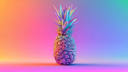 Vibrant pineapple radiates energy with rainbow hues, perfect for summer vibes and tropical promotions, a fresh and colorful design element
